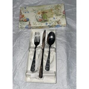 Vtg Grenadier England Rabbit Silver Plate Silverware Set #5537  Childs Cutlery